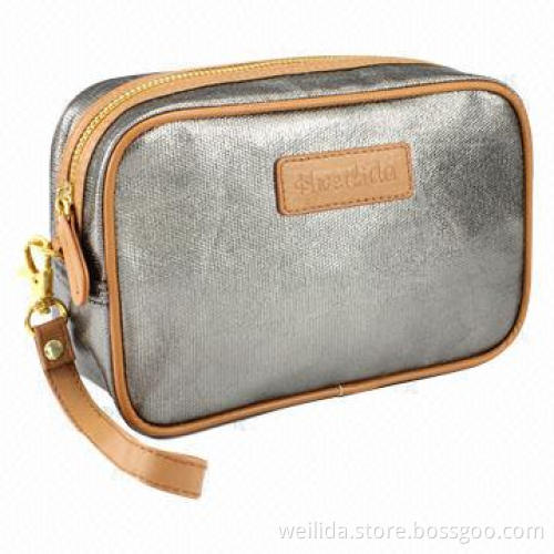 Coated canvas toiletry bag, 19.5x7x12.5cm, canvas + 190T polyester lining, nylon zipper